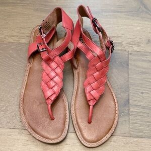 Women’s Nurture Braided Coral Leather Thong Sandals
